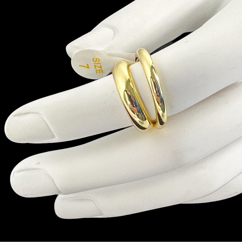 Loren Stewart 14k Gold Plated Double Le Deux Ring Size 7